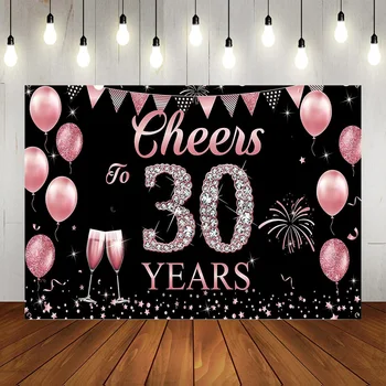 Розовый Блеск Приветствия Фон для вечеринки по случаю 30-летия Серебряные Высокие Каблуки Шампанское Тридцать Женщин Сияющий Бриллиант Фоновая фотография