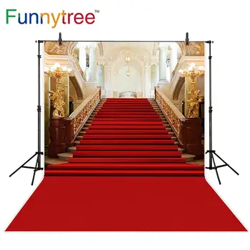 Свадебная фоновая фотография Funnytree классический замок красная ковровая дорожка винтажная лестница профессиональные фоны фотобудка фотостудия