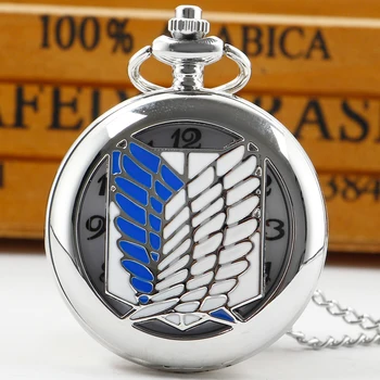 Стильное ожерелье с сине-белыми крыльями, часы-подвеска Унисекс для детей, косплей, кварцевые карманные часы, Винтажные подарки