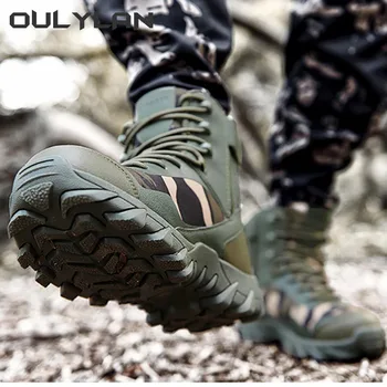 Уличные тактические ботинки высокого стиля, мужские Альпинистские военные походные ботинки, мужские ботильоны для пустыни, тренировочная обувь для кемпинга большого размера