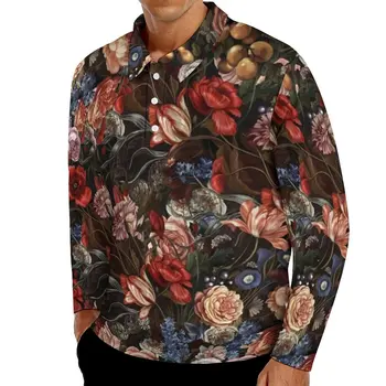 Цветная Рубашка Поло С цветочным Рисунком в стиле Барокко, Весенняя Винтажная Повседневная Рубашка С Цветочным Рисунком И воротником-стойкой Y2K, Дизайнерские Футболки Оверсайз