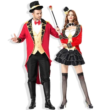 Цирковые костюмы для косплея, куртка, фрак, одежда на Хэллоуин, костюмы Фокусников, Сценическое представление, платье для косплея, пары, Цирковой Смокинг